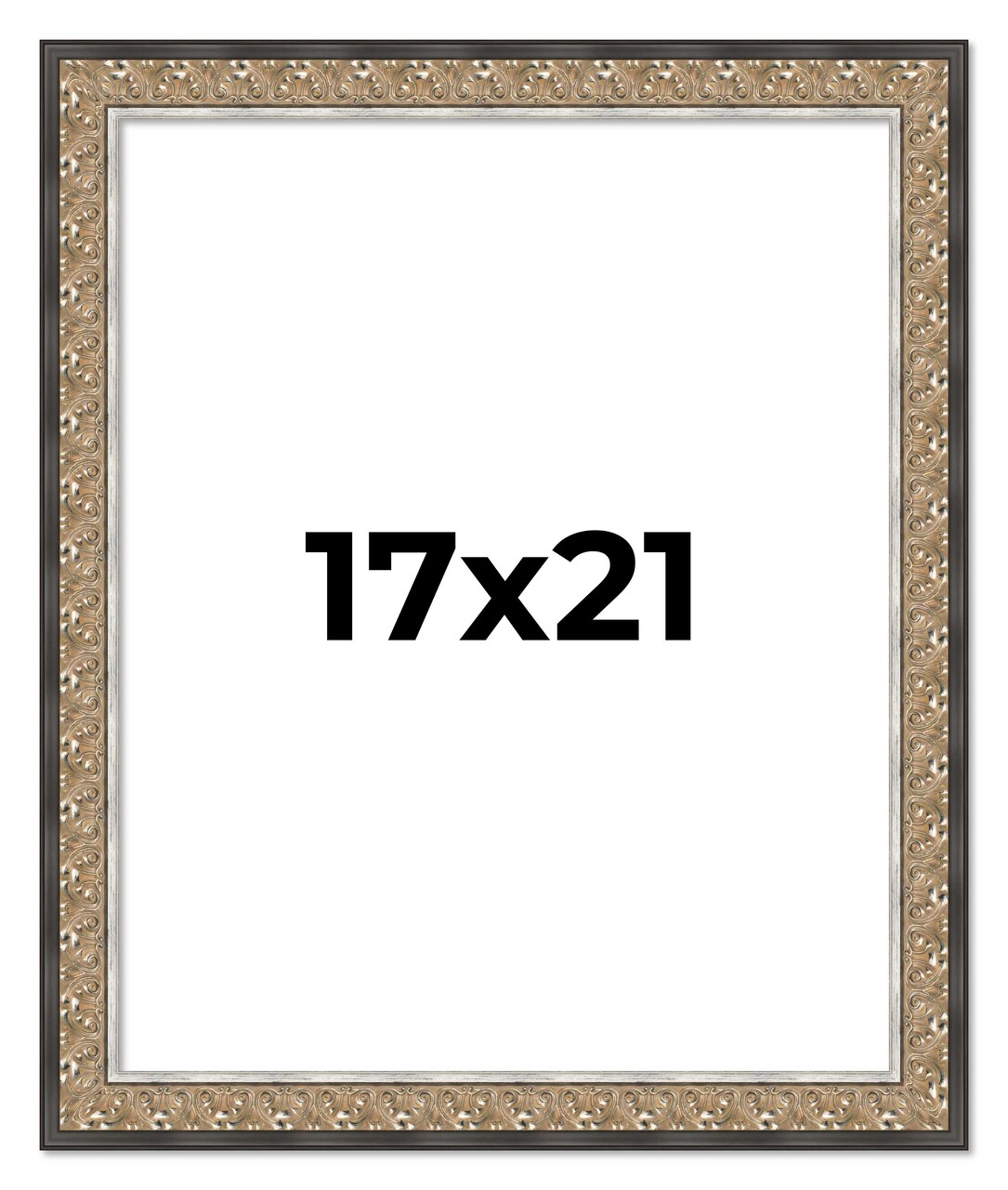 17x21 Ornate Silver Picture Frame - UV Acrylic, Foam Board Backing, Hanging Hardware